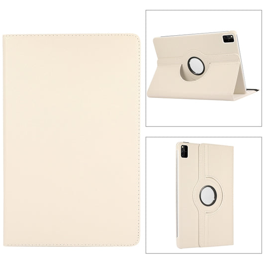 For Lenovo Tab M11 / Xiaoxin Pad 11 2024 360 Degree Rotation Litchi Texture Leather Tablet Case(White) - Lenovo by buy2fix | Online Shopping UK | buy2fix