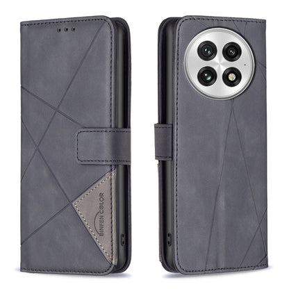 For OnePlus 13 BF05 Magnetic Buckle Rhombus Texture Leather Phone Case(Black) - OnePlus Cases by buy2fix | Online Shopping UK | buy2fix