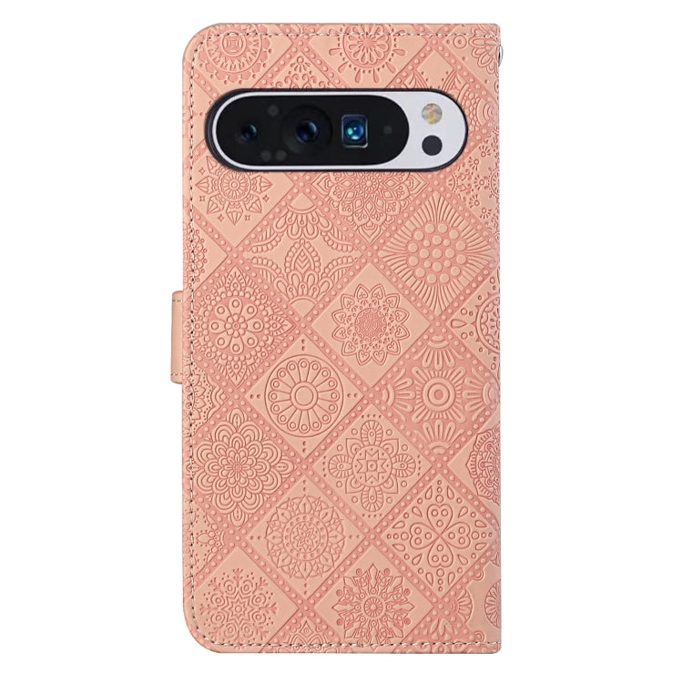 For Google Pixel 9 Pro XL Ethnic Style Embossed Pattern Leather Phone Case(Pink) - Google Cases by buy2fix | Online Shopping UK | buy2fix