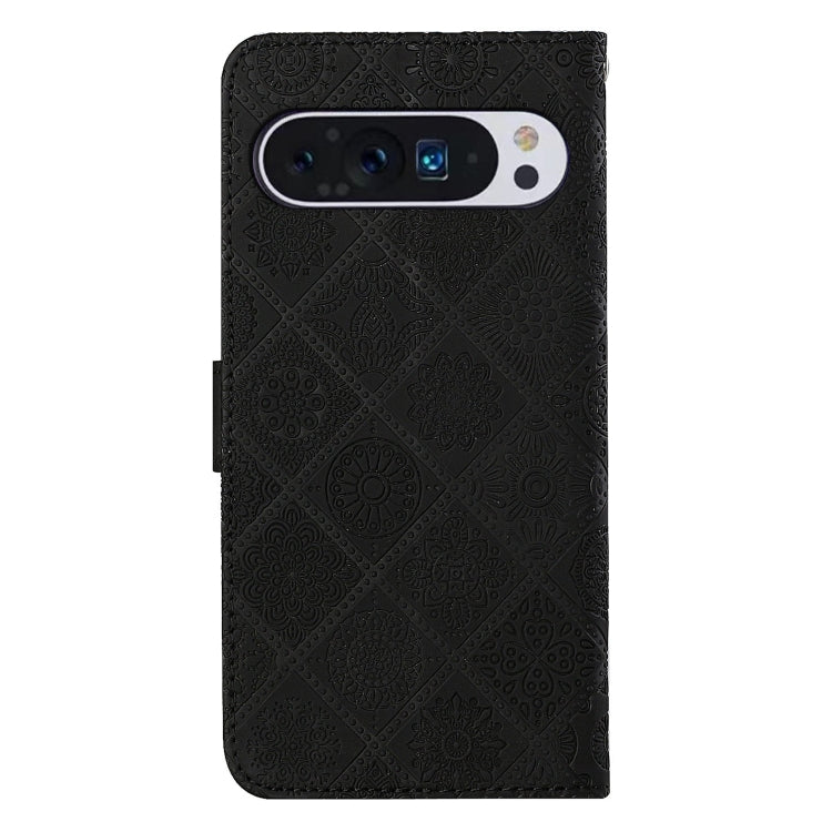 For Google Pixel 9 Pro XL Ethnic Style Embossed Pattern Leather Phone Case(Black) - Google Cases by buy2fix | Online Shopping UK | buy2fix