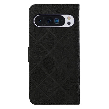 For Google Pixel 9 Pro XL Ethnic Style Embossed Pattern Leather Phone Case(Black) - Google Cases by buy2fix | Online Shopping UK | buy2fix