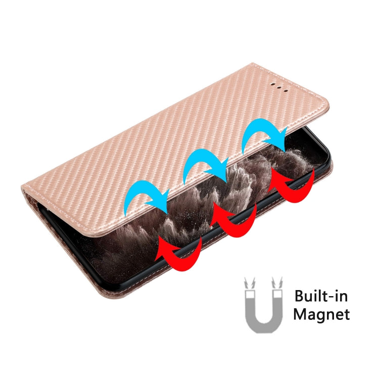 For Xiaomi Redmi 13C Carbon Fiber Texture Flip Holder Leather Phone Case(Rose Gold) - 13C Cases by buy2fix | Online Shopping UK | buy2fix