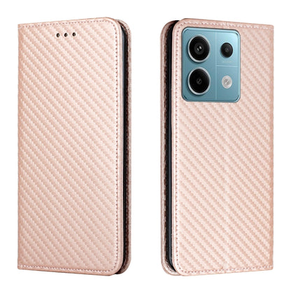 For Xiaomi Redmi Note 13 Pro 5G Carbon Fiber Texture Flip Holder Leather Phone Case(Rose Gold) - Note 13 Pro Cases by buy2fix | Online Shopping UK | buy2fix