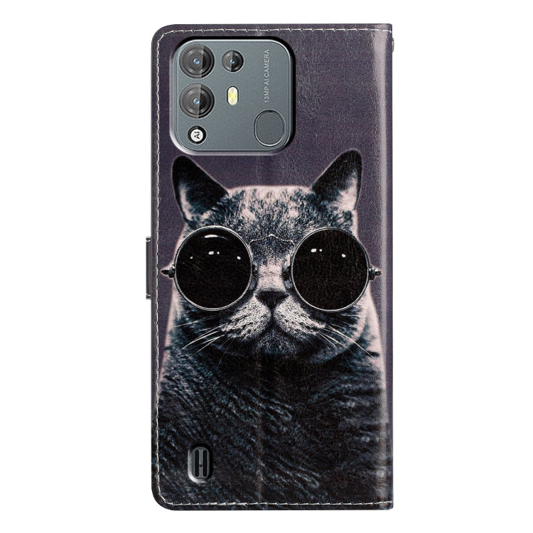 For Blackview A55 Pro Colored Drawing Leather Phone Case(Sunglasses Cat) - More Brand by buy2fix | Online Shopping UK | buy2fix