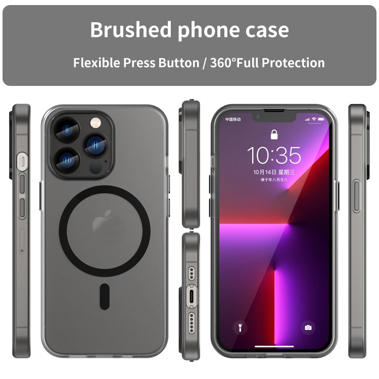 For iPhone 13 Pro MagSafe Frosted Translucent TPU + PC Full Coverage Phone Case(Black) - iPhone 13 Pro Cases by buy2fix | Online Shopping UK | buy2fix