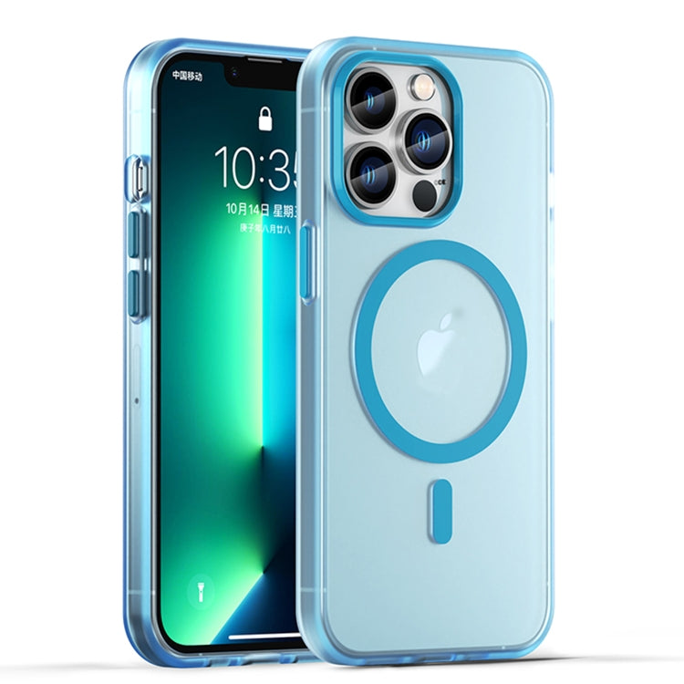 For iPhone 13 Pro MagSafe Frosted Translucent TPU + PC Full Coverage Phone Case(Blue) - iPhone 13 Pro Cases by buy2fix | Online Shopping UK | buy2fix