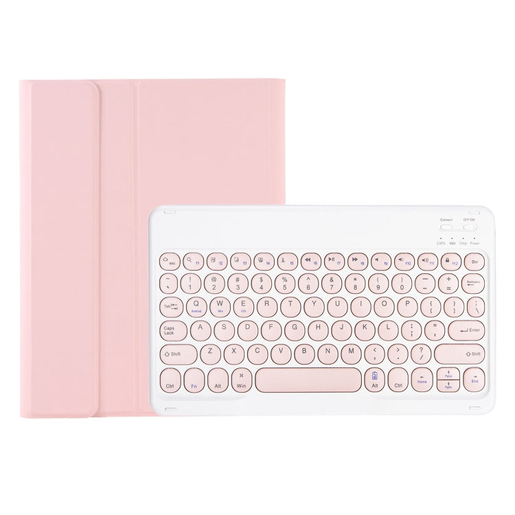 For Samsung Galaxy Tab S9 FE Candy Color TPU Round Keycap Bluetooth Keyboard Leather Case with Pen Slot(Pink) - Samsung Keyboard by buy2fix | Online Shopping UK | buy2fix