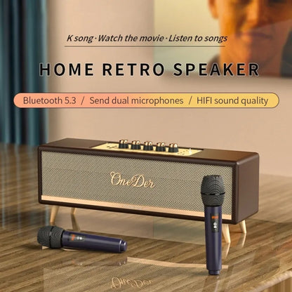 Oneder D8 Wireless Retro Dual Microphone Bluetooth Speaker(Black) - Desktop Speaker by OneDer | Online Shopping UK | buy2fix