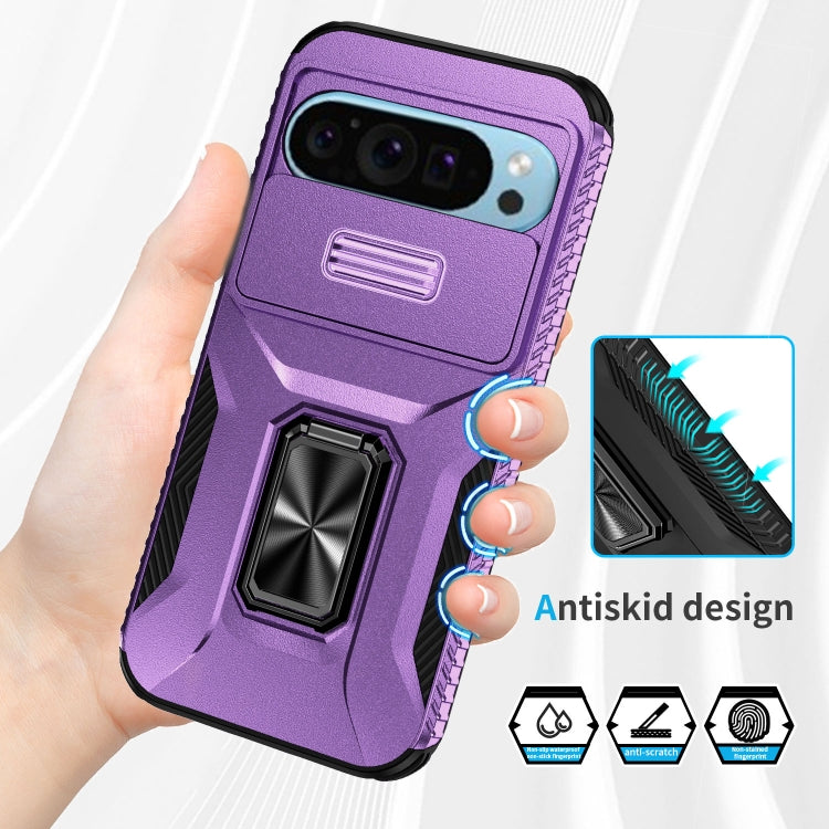 For Google Pixel 9 / Pixel 9 Pro Sliding Camshield Holder Phone Case(Purple) - Google Cases by buy2fix | Online Shopping UK | buy2fix