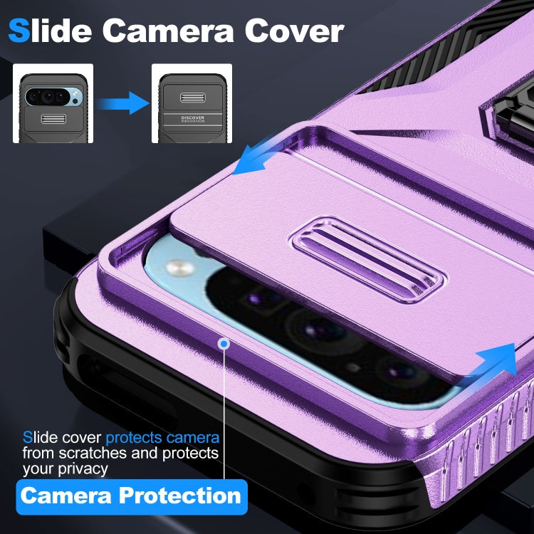 For Google Pixel 9 / Pixel 9 Pro Sliding Camshield Holder Phone Case(Purple) - Google Cases by buy2fix | Online Shopping UK | buy2fix