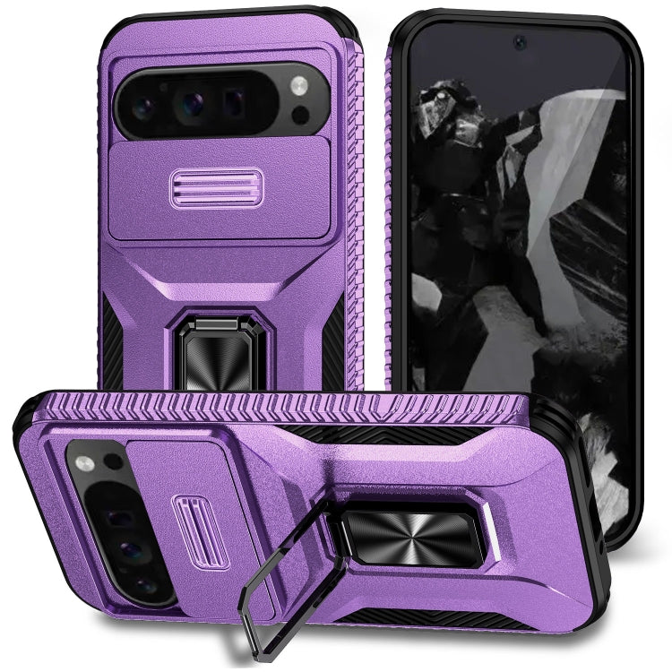 For Google Pixel 9 Pro XL Sliding Camshield Holder Phone Case(Purple) - Google Cases by buy2fix | Online Shopping UK | buy2fix