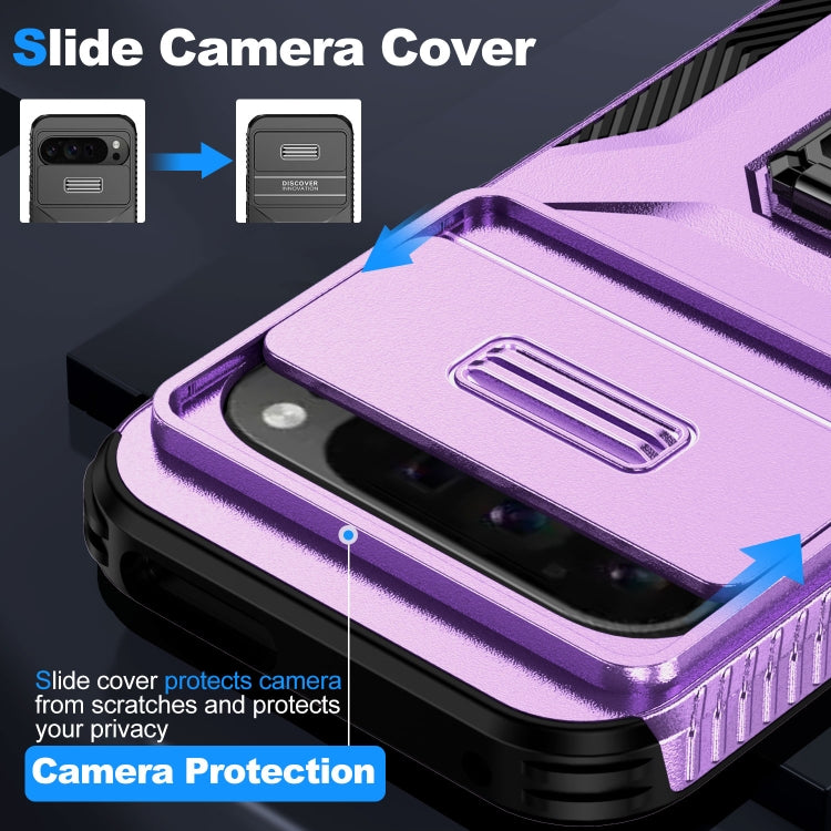 For Google Pixel 9 Pro XL Sliding Camshield Holder Phone Case(Purple) - Google Cases by buy2fix | Online Shopping UK | buy2fix