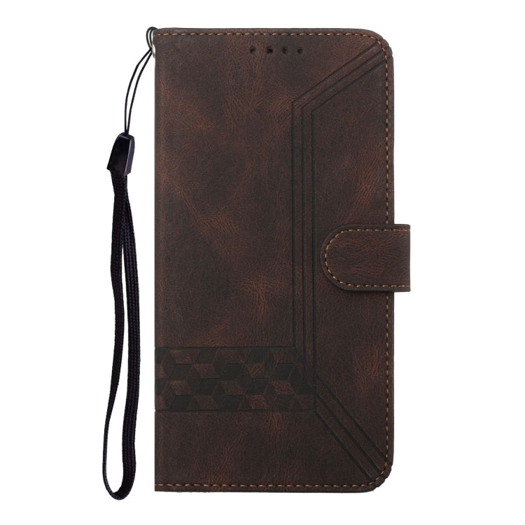 For Google Pixel 9 Pro Cubic Skin Feel Flip Leather Phone Case(Brown) - Google Cases by buy2fix | Online Shopping UK | buy2fix