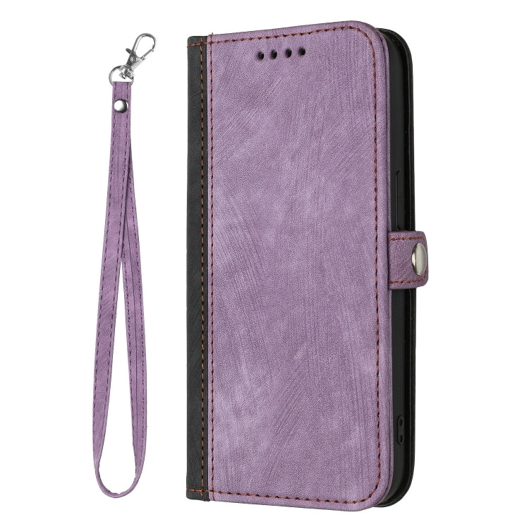 For Google Pixel 9 Pro Side Buckle Double Fold Hand Strap Leather Phone Case(Purple) - Google Cases by buy2fix | Online Shopping UK | buy2fix