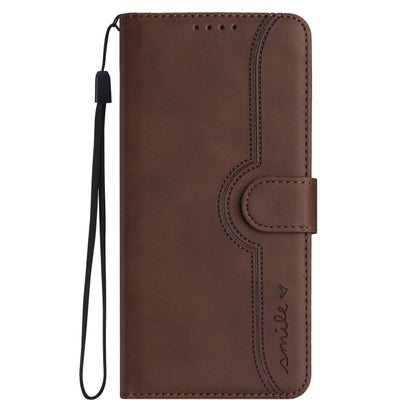 For Google Pixel 9 Heart Pattern Skin Feel Leather Phone Case(Brown) - Google Cases by buy2fix | Online Shopping UK | buy2fix