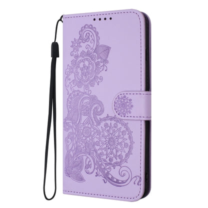 For Google Pixel 9 Pro Datura Flower Embossed Flip Leather Phone Case(Purple) - Google Cases by buy2fix | Online Shopping UK | buy2fix