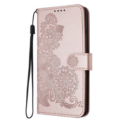 For Google Pixel 9 Datura Flower Embossed Flip Leather Phone Case(Rose Gold) - Google Cases by buy2fix | Online Shopping UK | buy2fix