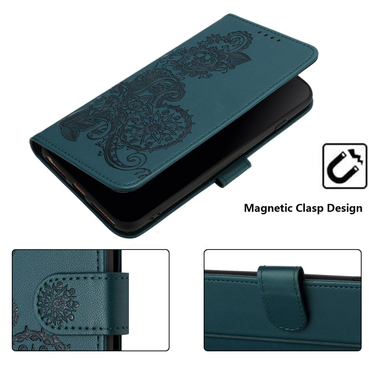 For Xiaomi Redmi 13C Datura Flower Embossed Flip Leather Phone Case(Dark Green) - 13C Cases by buy2fix | Online Shopping UK | buy2fix