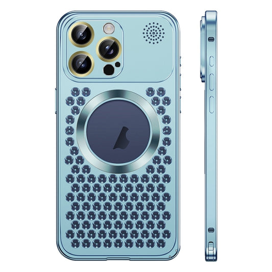 For iPhone 12 Pro Spring Buckle MagSafe Magnetic Metal Aromatherapy Phone Case(Blue) - iPhone 12 / 12 Pro Cases by buy2fix | Online Shopping UK | buy2fix