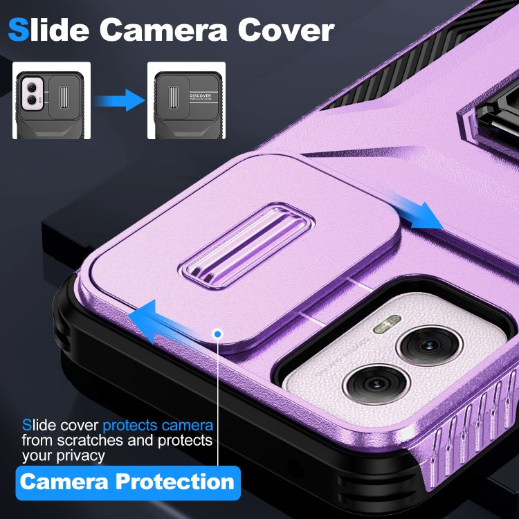 For Motorola Moto G Power 2024 Sliding Camshield Holder Phone Case(Purple) - Motorola Cases by buy2fix | Online Shopping UK | buy2fix