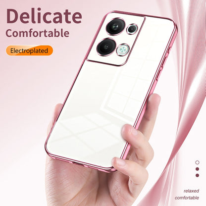 For OPPO Reno9 Pro+ Transparent Plating Fine Hole Phone Case(Pink) - OPPO Cases by buy2fix | Online Shopping UK | buy2fix