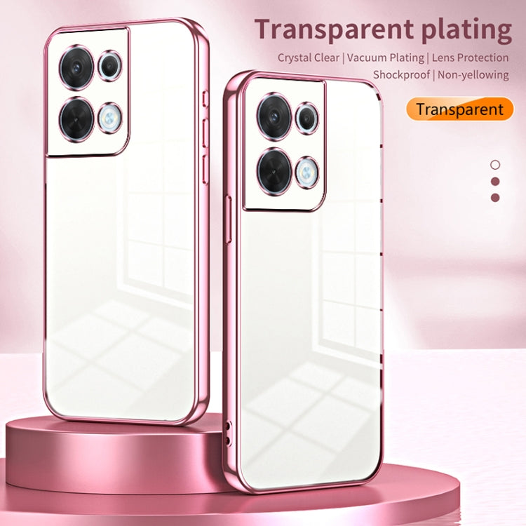 For OPPO Reno8 Transparent Plating Fine Hole Phone Case(Transparent) - OPPO Cases by buy2fix | Online Shopping UK | buy2fix