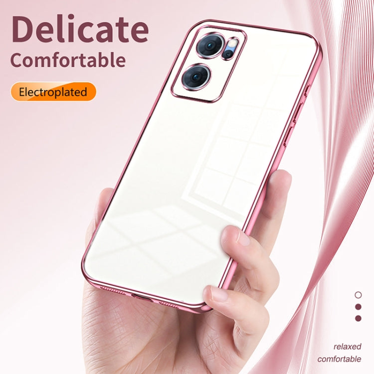 For OPPO Reno7 5G Transparent Plating Fine Hole Phone Case(Transparent) - OPPO Cases by buy2fix | Online Shopping UK | buy2fix