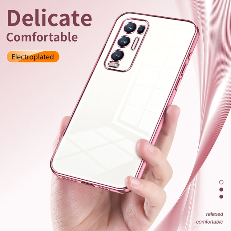 For OPPO Reno5 Pro+ Transparent Plating Fine Hole Phone Case(Pink) - OPPO Cases by buy2fix | Online Shopping UK | buy2fix