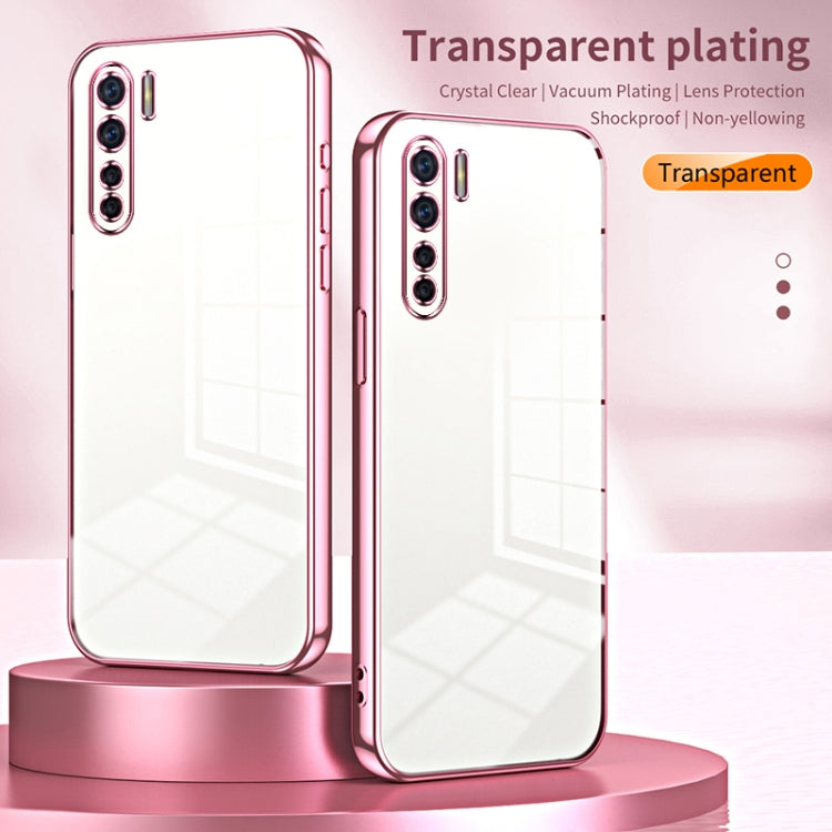 For OPPO Reno3 4G / F15 / A91 Transparent Plating Fine Hole Phone Case(Gold) - OPPO Cases by buy2fix | Online Shopping UK | buy2fix