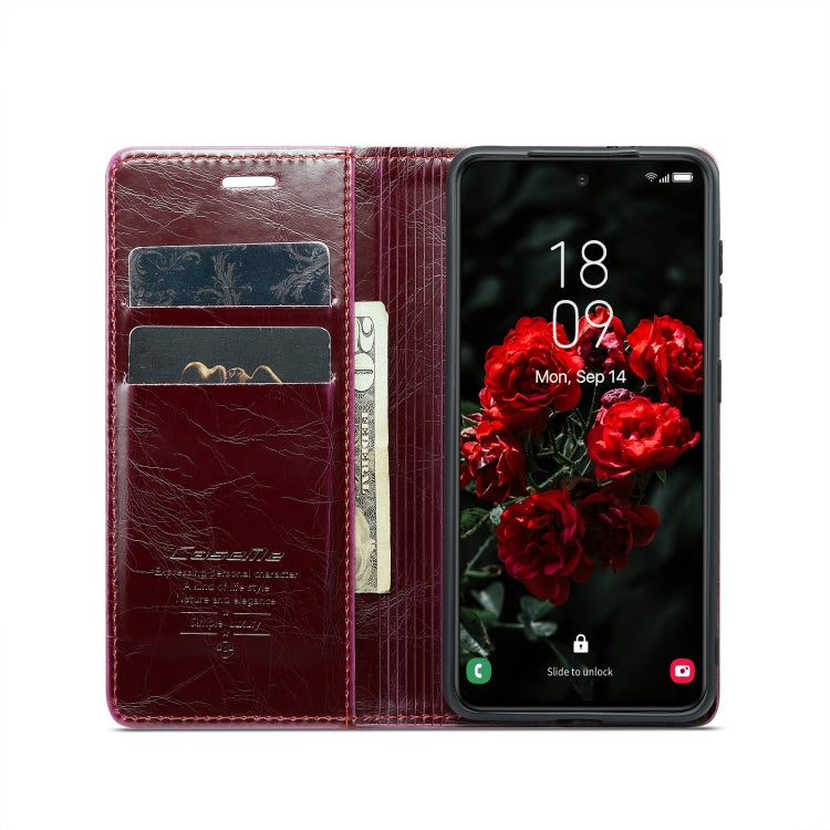 For Samsung Galaxy S24+ 5G CaseMe 003 Crazy Horse Texture Flip Leather Phone Case(Mulberry Red) - Galaxy S24+ 5G Cases by CaseMe | Online Shopping UK | buy2fix