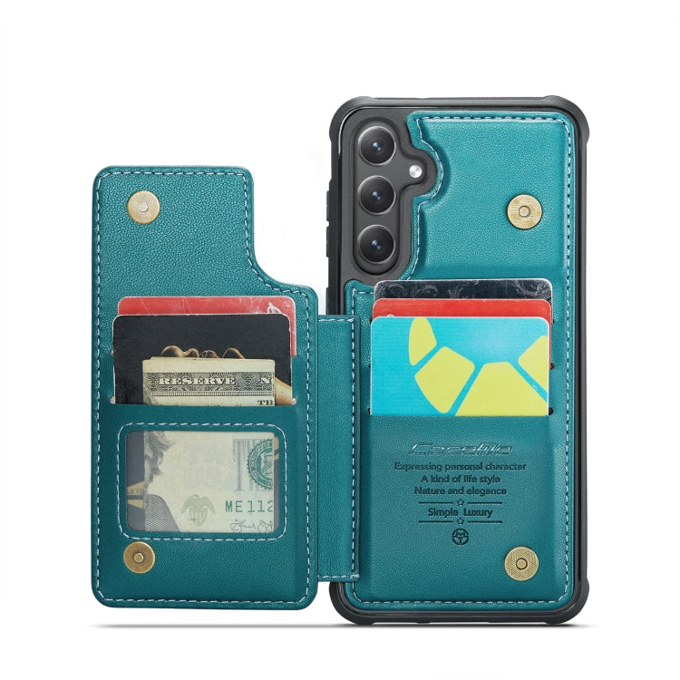 For Samsung Galaxy S24+ 5G CaseMe C22 PC+TPU Business Style RFID Anti-theft Leather Phone Case(Blue Green) - Galaxy S24+ 5G Cases by CaseMe | Online Shopping UK | buy2fix