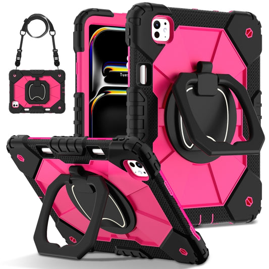 For iPad Pro 11 2024 Contrast Color Robot Silicone Hybrid PC Tablet Case(Black Rose Red) - iPad Pro 11 2024 Cases by buy2fix | Online Shopping UK | buy2fix