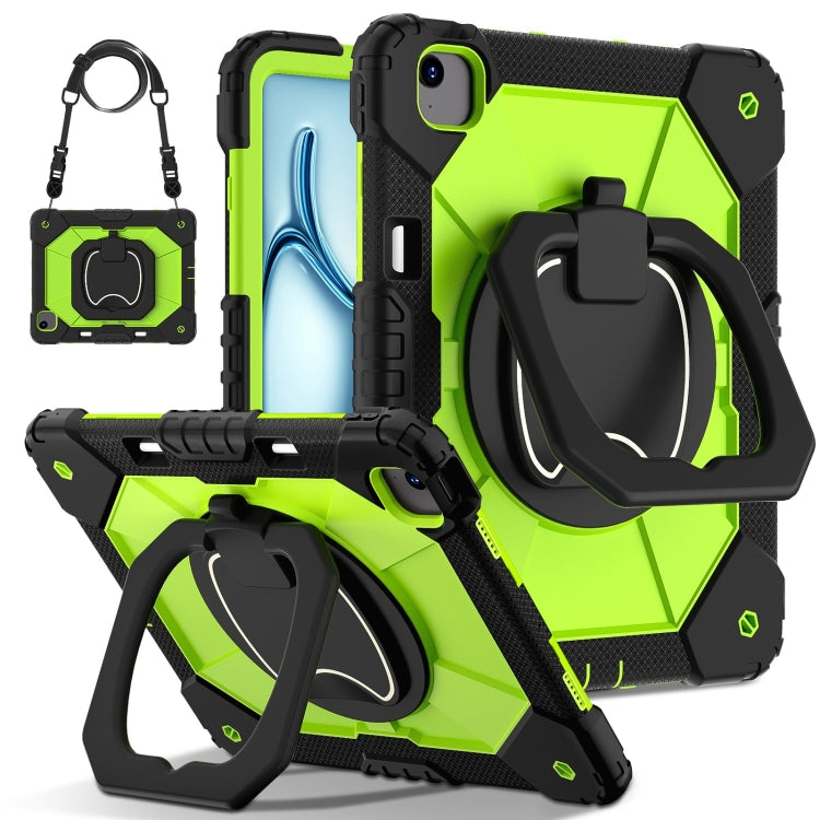 For iPad Air 13 2024 Contrast Color Robot Silicone Hybrid PC Tablet Case(Black Yellow Green) - iPad Air 13 2024 Cases by buy2fix | Online Shopping UK | buy2fix