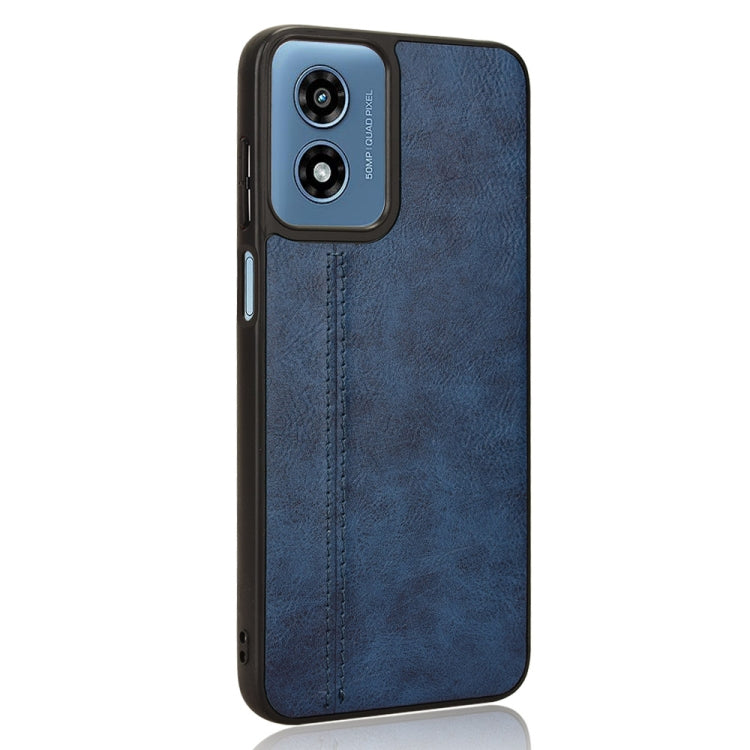 For Motorola Moto G Play 4G 2024 Cow Pattern Sewing Back Cover Phone Case(Blue) - Motorola Cases by buy2fix | Online Shopping UK | buy2fix