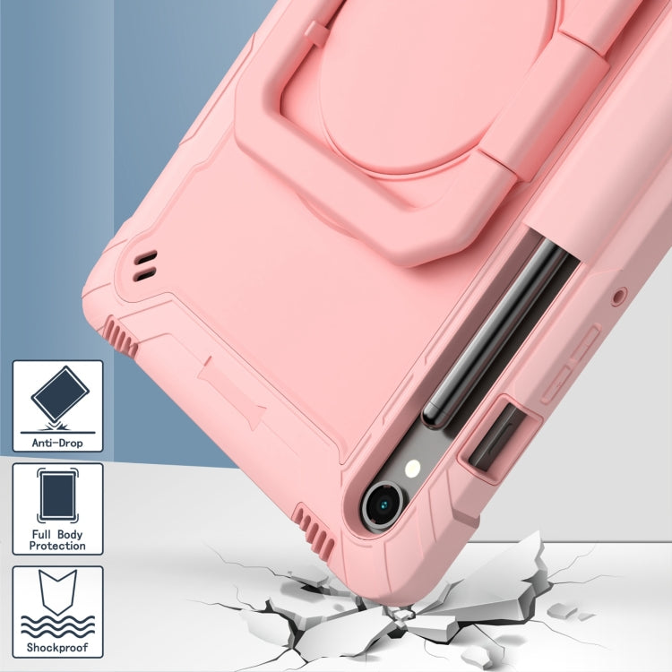 For Samsung Galaxy Tab S9 FE / S9 Handle Robot Silicone Hybrid PC Tablet Case(Rose Gold) - Galaxy Tab S9 Cases by buy2fix | Online Shopping UK | buy2fix