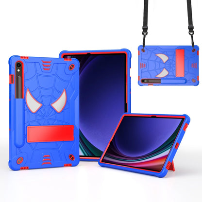 For Samsung Galaxy Tab S9 FE / S9 Fold-Holder Spider Silicone Hybrid PC Tablet Case(Blue Red) - Galaxy Tab S9 Cases by buy2fix | Online Shopping UK | buy2fix