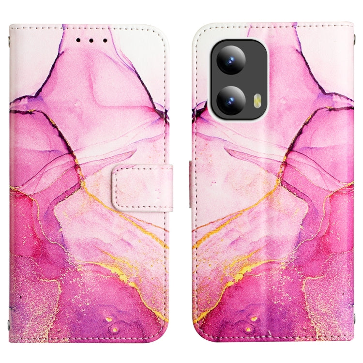 For Motorola Moto G Play 5G 2024 PT003 Marble Pattern Flip Leather Phone Case(Pink Purple Gold) - Motorola Cases by buy2fix | Online Shopping UK | buy2fix