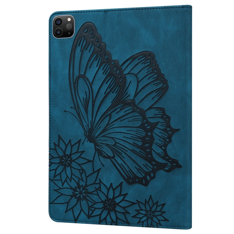 For iPad Pro 11 2024 Big Butterfly Embossed Leather Tablet Case(Blue) - iPad Pro 11 2024 Cases by buy2fix | Online Shopping UK | buy2fix