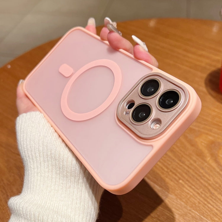 For iPhone 15 MagSafe Skin Feel Phone Case with Lens Film(Pink) - iPhone 15 Cases by buy2fix | Online Shopping UK | buy2fix