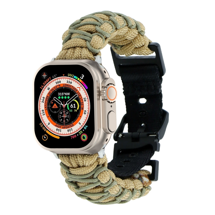 For Apple Watch Ultra 2 49mm Dual-layer Braided Paracord Buckle Watch Band(Khaki Army Green) - Watch Bands by buy2fix | Online Shopping UK | buy2fix