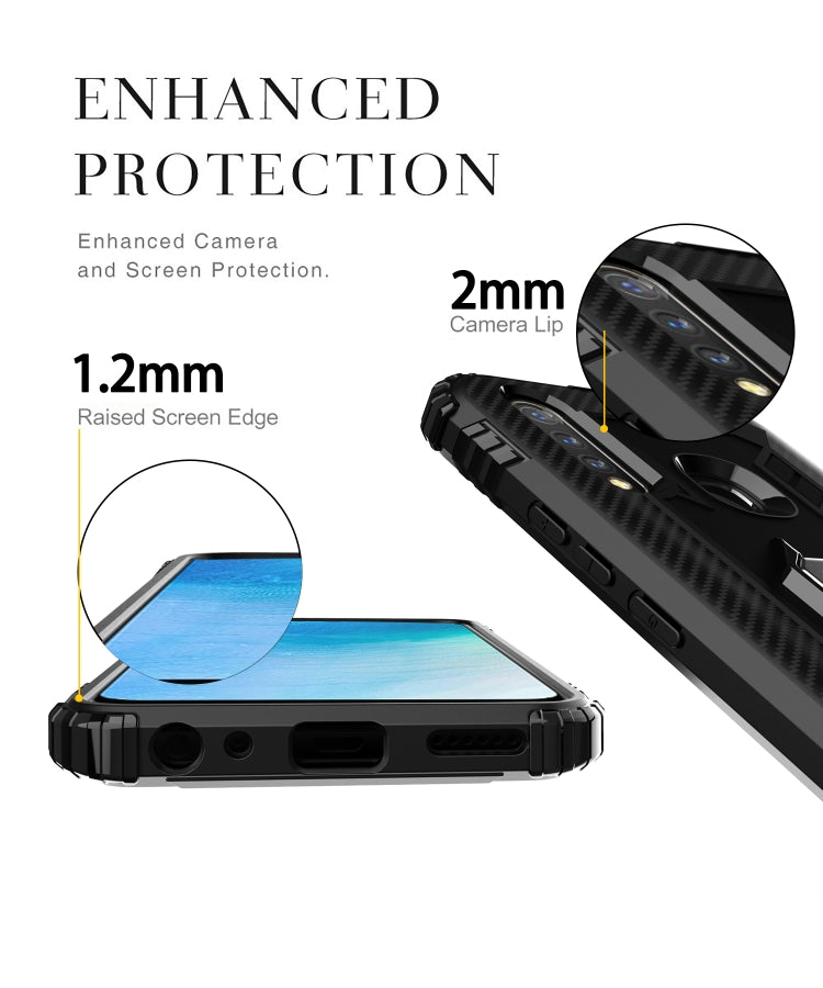 For OPPO A8 & A31 Carbon Fiber Protective Case with 360 Degree Rotating Ring Holder(Black) - OPPO Cases by buy2fix | Online Shopping UK | buy2fix