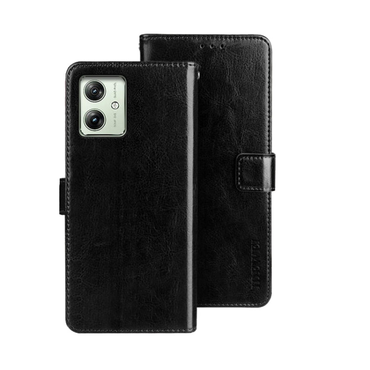 For Motorola Moto G54 5G EU idewei Crazy Horse Texture Leather Phone Case(Black) - Motorola Cases by idewei | Online Shopping UK | buy2fix