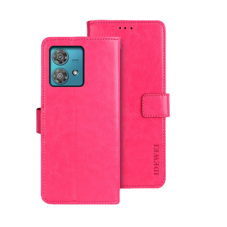 For Motorola Edge 40 Neo idewei Crazy Horse Texture Leather Phone Case(Rose Red) - Motorola Cases by idewei | Online Shopping UK | buy2fix