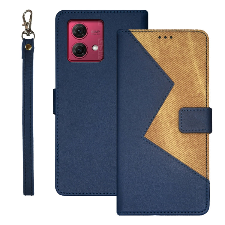 For Motorola Moto G84 5G idewei Two-color Splicing Leather Phone Case(Blue) - Motorola Cases by idewei | Online Shopping UK | buy2fix