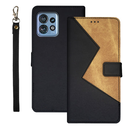 For Motorola Edge 40 Pro 5G idewei Two-color Splicing Leather Phone Case(Black) - Motorola Cases by idewei | Online Shopping UK | buy2fix