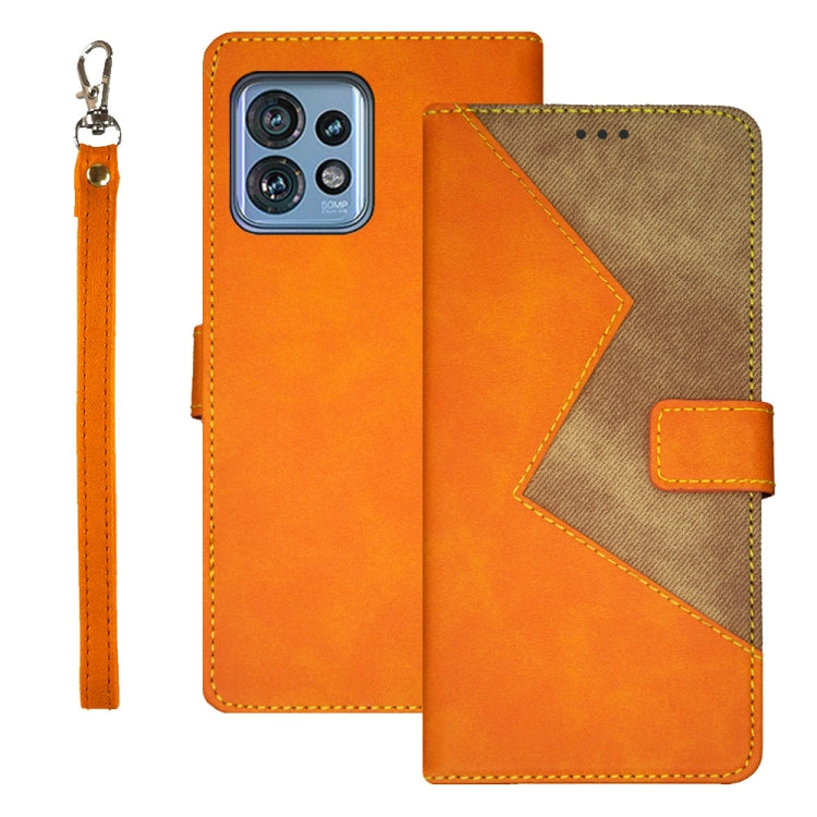 For Motorola Edge 40 Pro 5G idewei Two-color Splicing Leather Phone Case(Orange) - Motorola Cases by idewei | Online Shopping UK | buy2fix