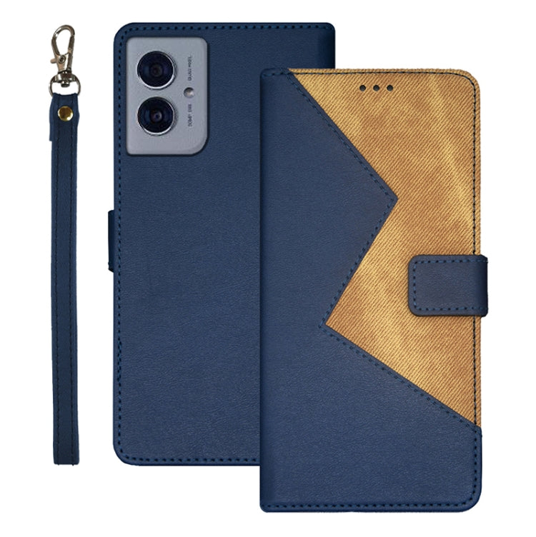 For Motorola Moto G55 5G idewei Two-color Splicing Leather Phone Case(Blue) - Motorola Cases by idewei | Online Shopping UK | buy2fix