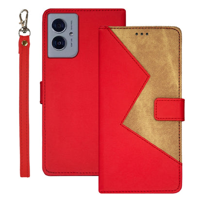 For Motorola Moto G55 5G idewei Two-color Splicing Leather Phone Case(Red) - Motorola Cases by idewei | Online Shopping UK | buy2fix