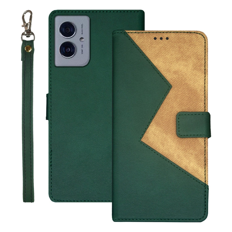 For Motorola Moto G55 5G idewei Two-color Splicing Leather Phone Case(Green) - Motorola Cases by idewei | Online Shopping UK | buy2fix