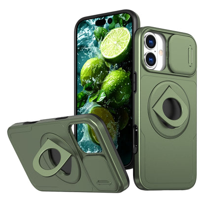 For iPhone 16 Plus Camshield MagSafe Ring Holder Armor Phone Case(Olive Green) - iPhone 16 Plus Cases by buy2fix | Online Shopping UK | buy2fix